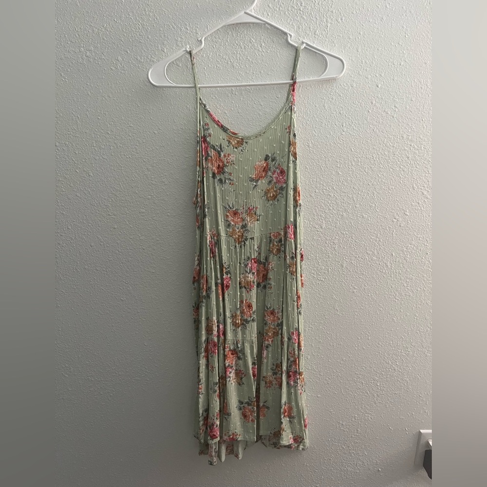 7th Ray Floral Midi Dress - Green and Pink NWOT